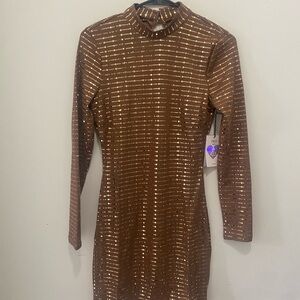 Brown and Gold Sequin Dress